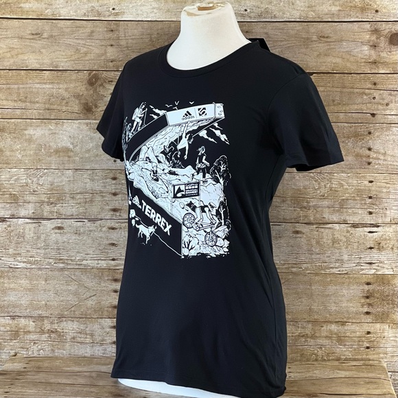 Adidas Terrex Sz Small Womens Black Graphic Tee - Picture 4 of 10